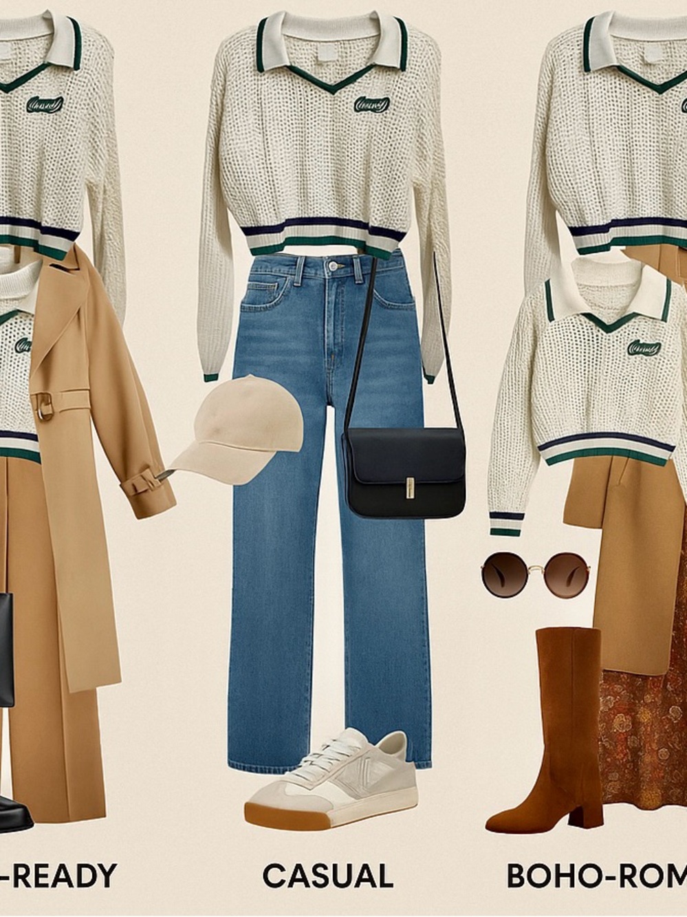 NWT Savage X Fenty 2X Open Knit Polo Sweater Y2K Preppy Cropped White Green - Picture 10 of 10